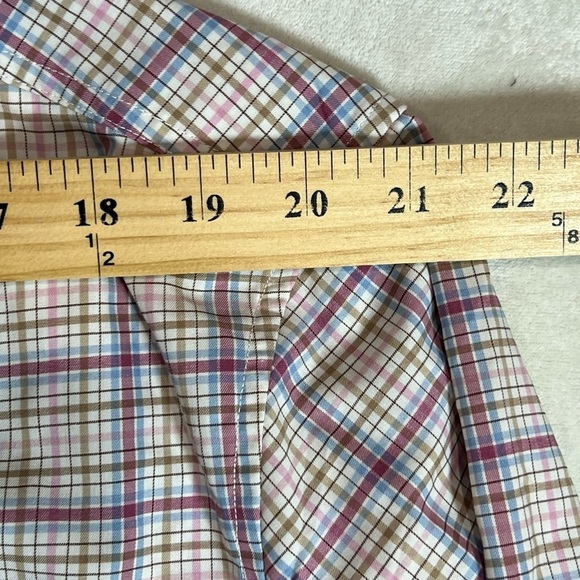 New W/O Tags Johnnie-O XL Prep-Formance Button Front Blue Plaid Stretch Shirt - Picture 8 of 9